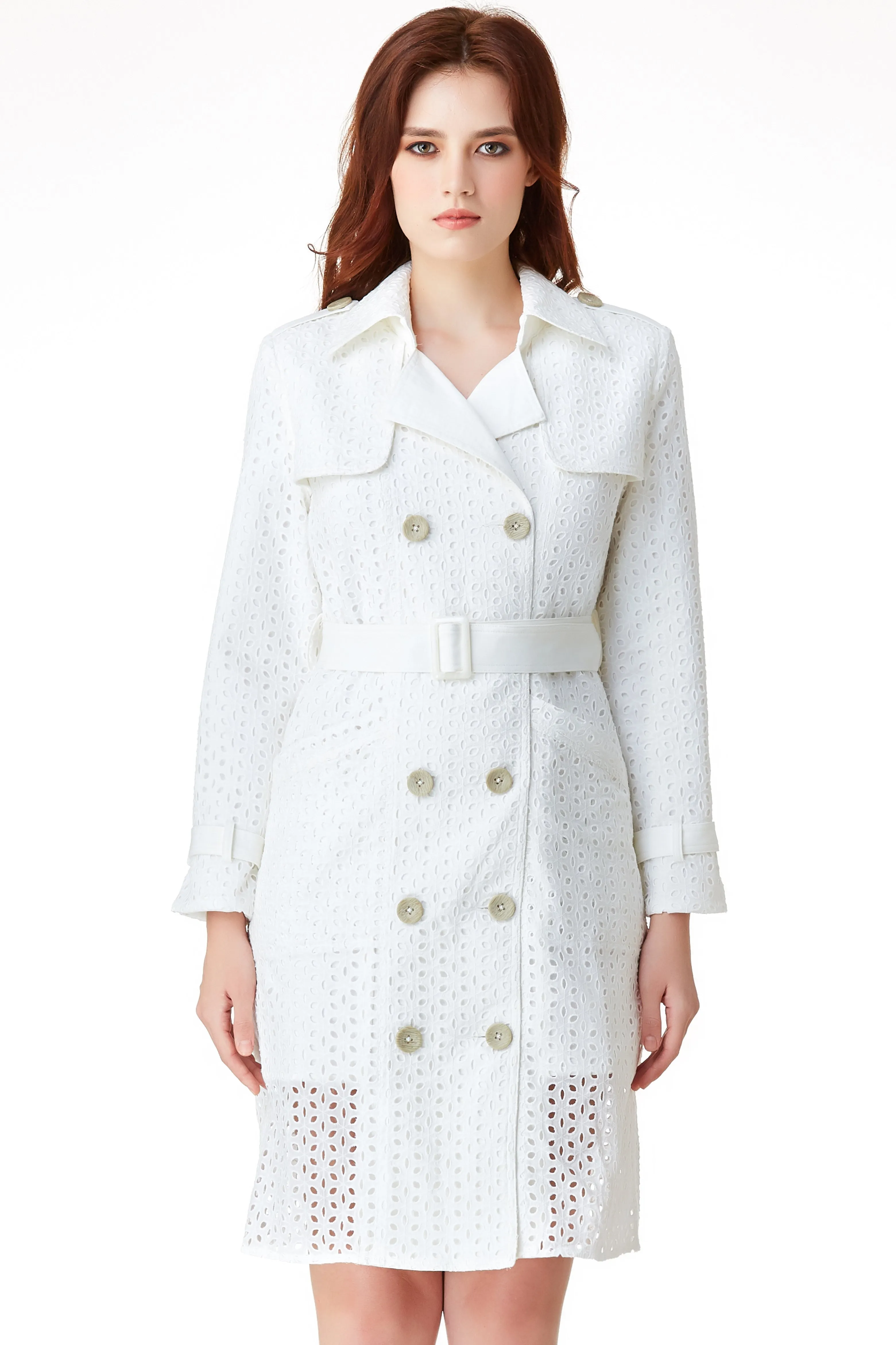 AW'18 Embroidered Trench Coat - White