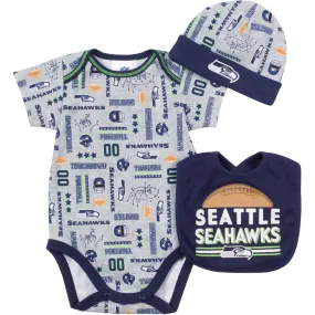 Baby Seahawks Fan Onesie, Cap and Bib