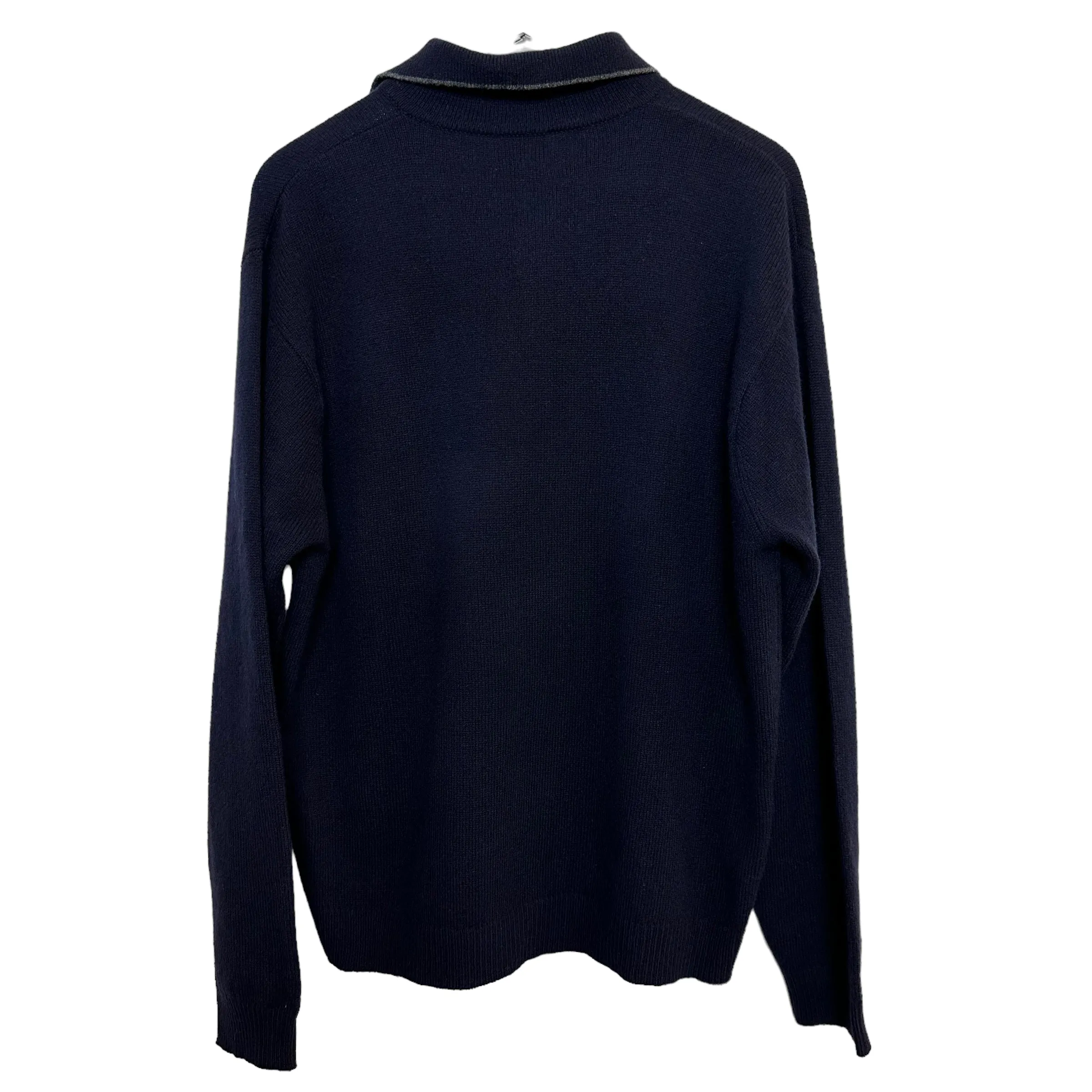 J. Crew Wool Polo Sweater Pullover Collared Navy Blue XL