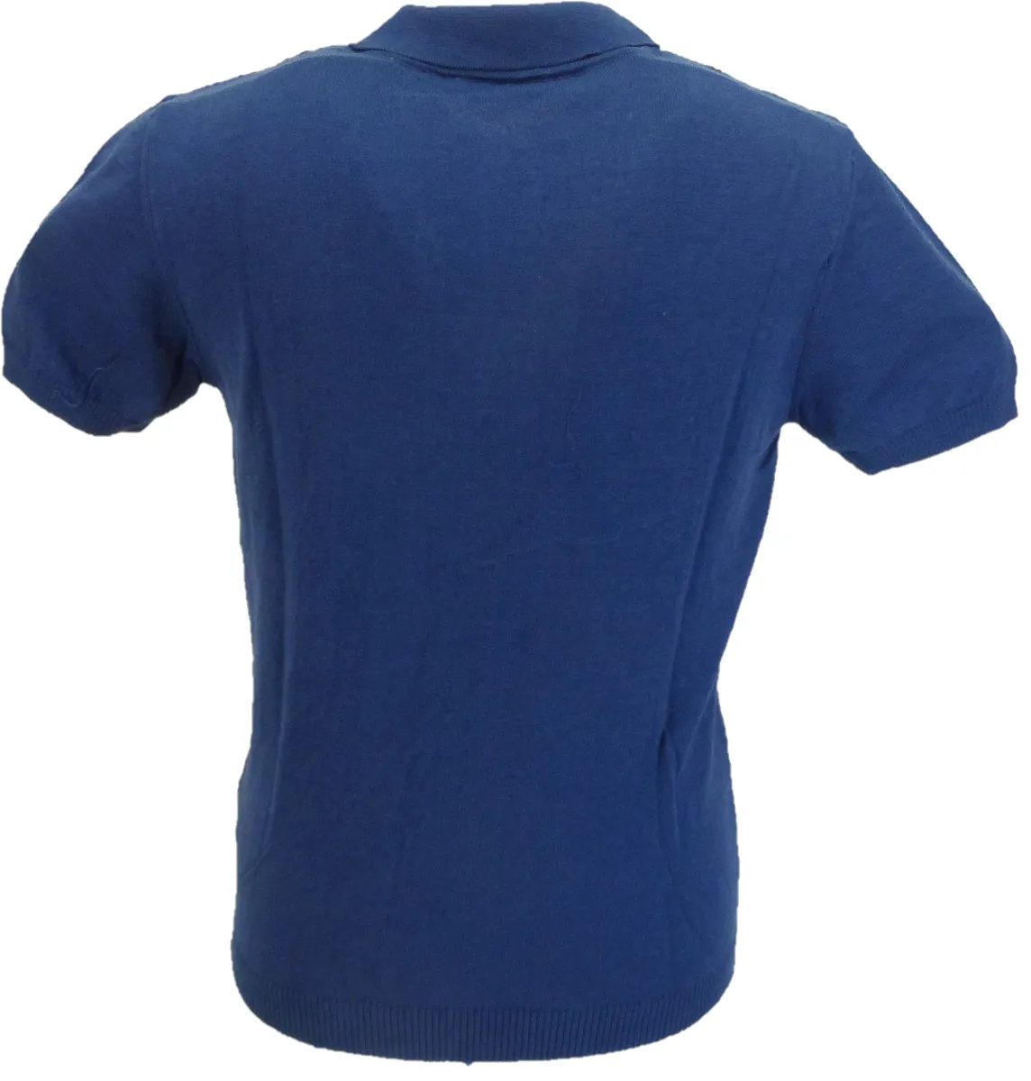Relco Mens Dark Blue Retro Patterned Knitted Polo Shirts