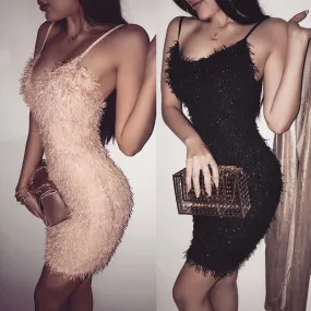 VenusFox Women Sexy Elegant  Sleeveless Bodycon Party Club Mini Dress